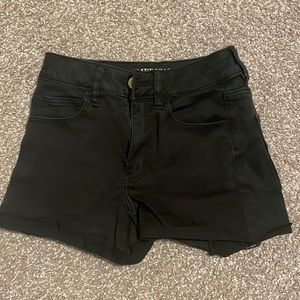 Black Super Super Stretch distressed shorts